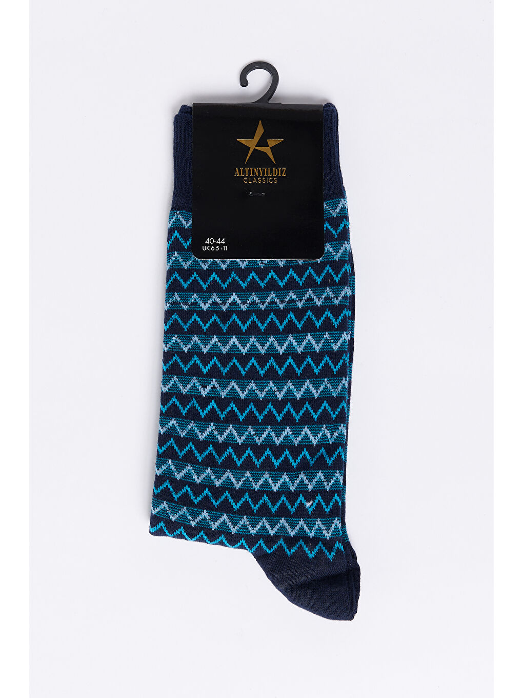 Erkek Mavi Desenli Mavi Pamuklu Casual Çorap