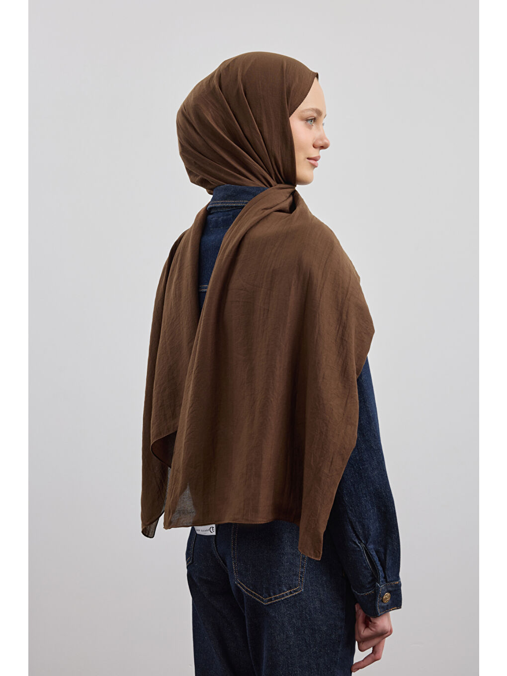 Kahverengi Organik Crash Şal Acı Kahve-5