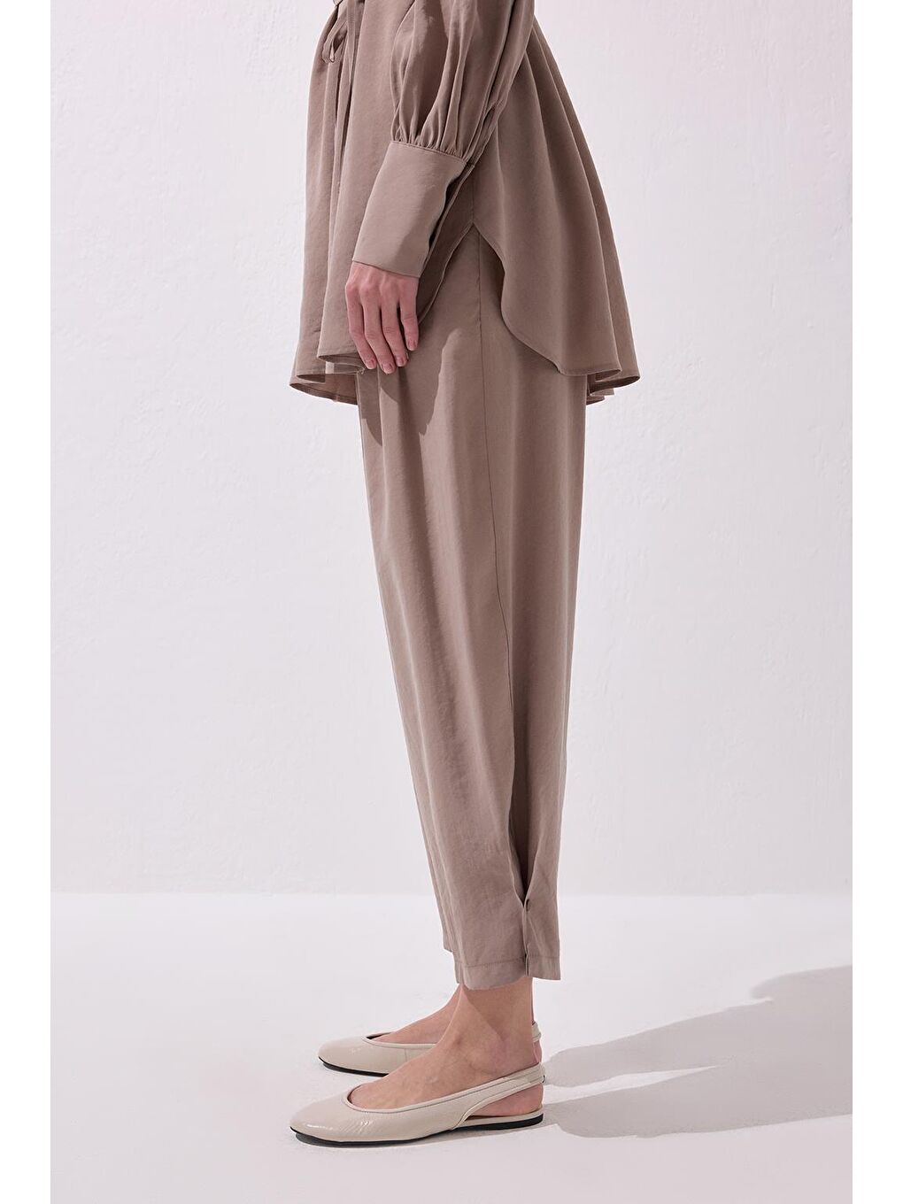 Bej Tina Gömlek Pantolon Takım Vizon-3