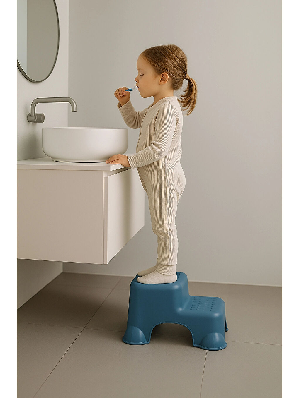 Kaydırmaz Bebek Katlı Basamağı İndigo Mavi