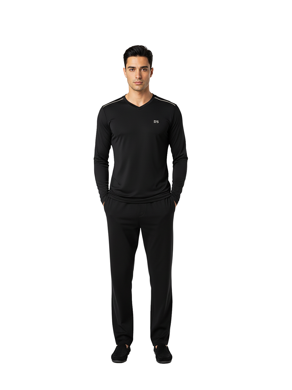 Siyah Maschio Pamuk V Yaka Pijama Takımı SİYAH-1