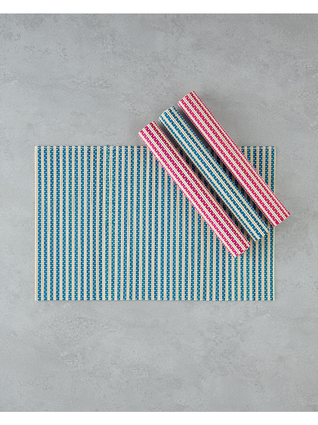 Serene Bambu 4'lü Amerikan Servis 30x45 cm Pembe - Mavi