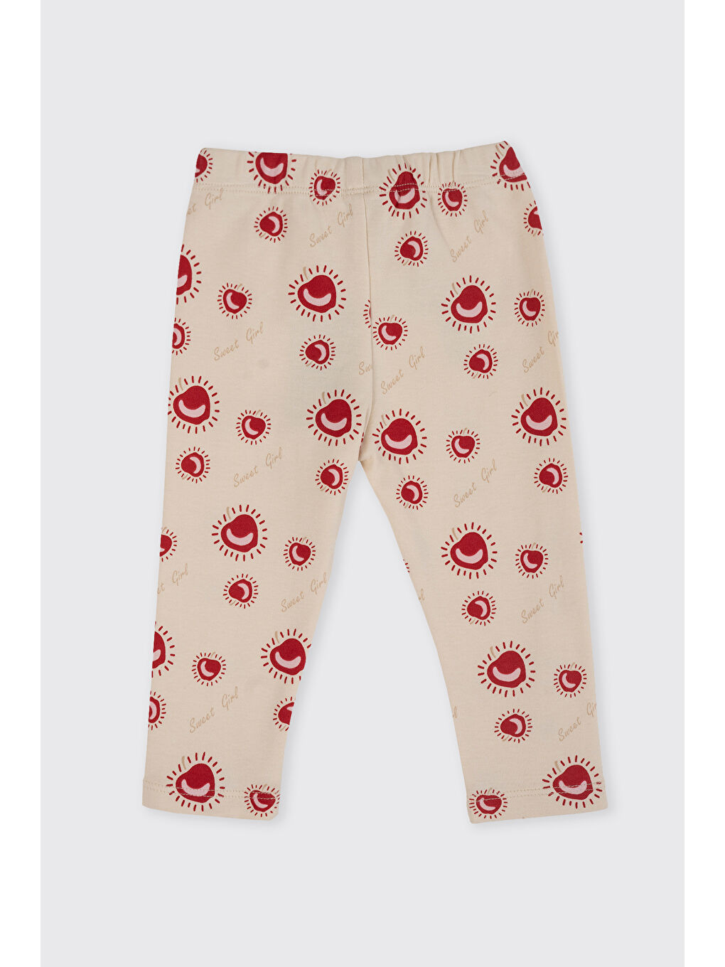 Yenidoğan Elma Baskılı Bej Tayt-1