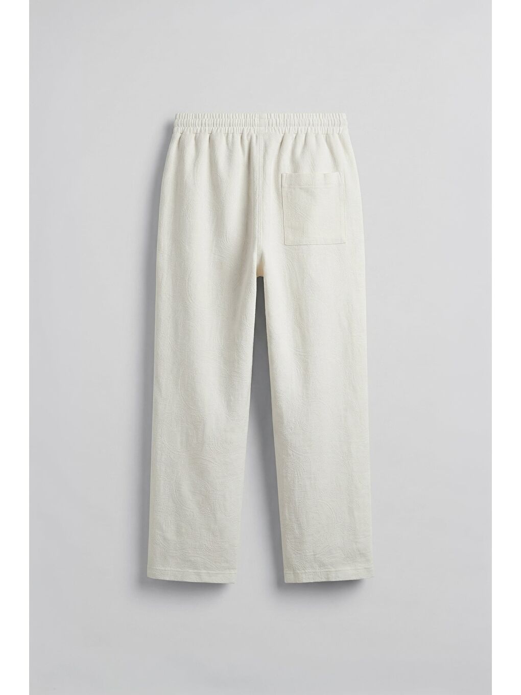 Erkek Relaxed Fit Jakar Desenli Bağcıklı Pantolon Ekru-1