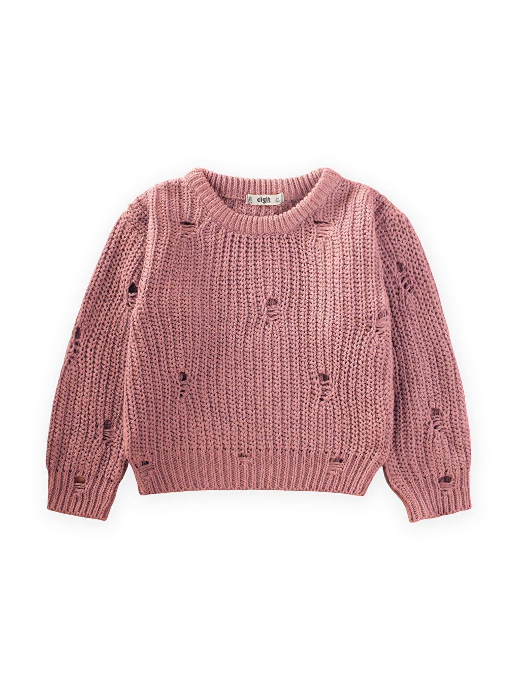 Pembe Selanik Triko Kazak 2-8 Yaş Gül Kurusu