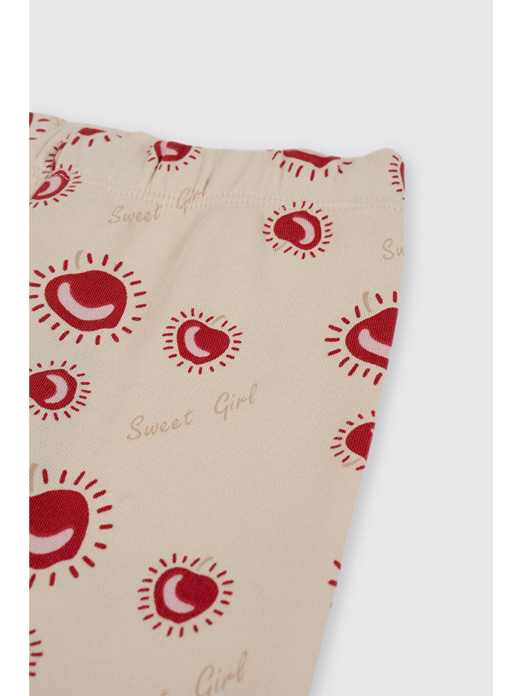 Yenidoğan Elma Baskılı Bej Tayt-2