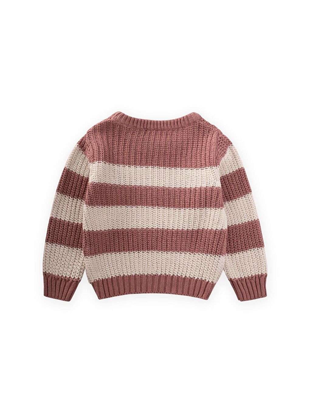 Pembe Selanik Çizgili Triko Kazak 2-8 Yaş Gül Kurusu-1