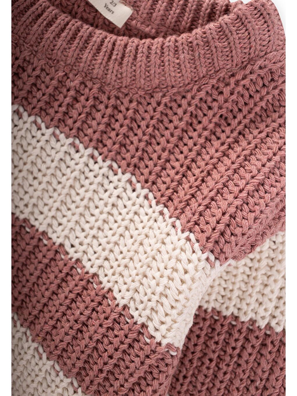 Pembe Selanik Çizgili Triko Kazak 2-8 Yaş Gül Kurusu-2