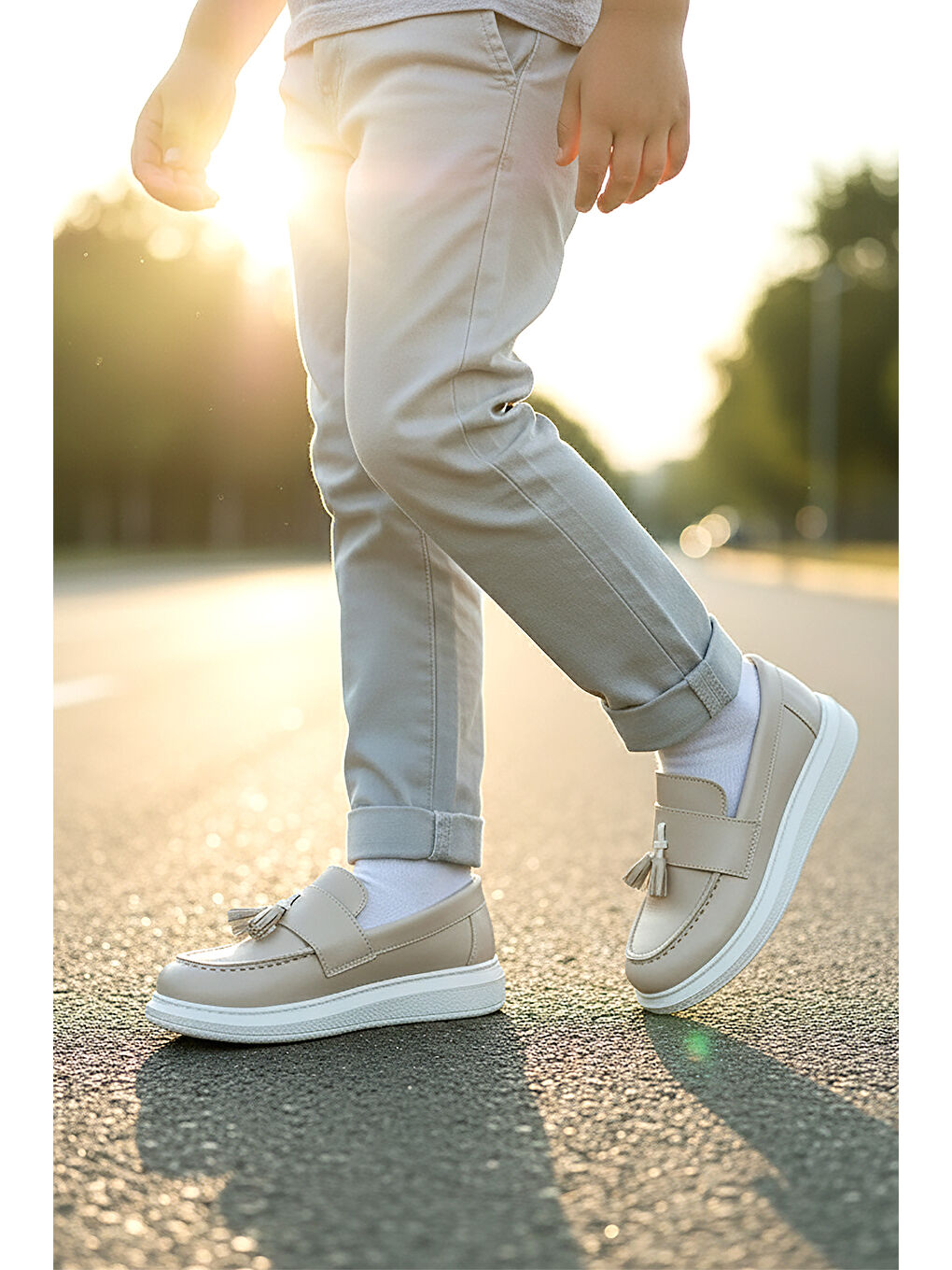 Ekru Tula Cilt Fiyonklu Erkek Çocuk Sünnet Ayakkabı-2