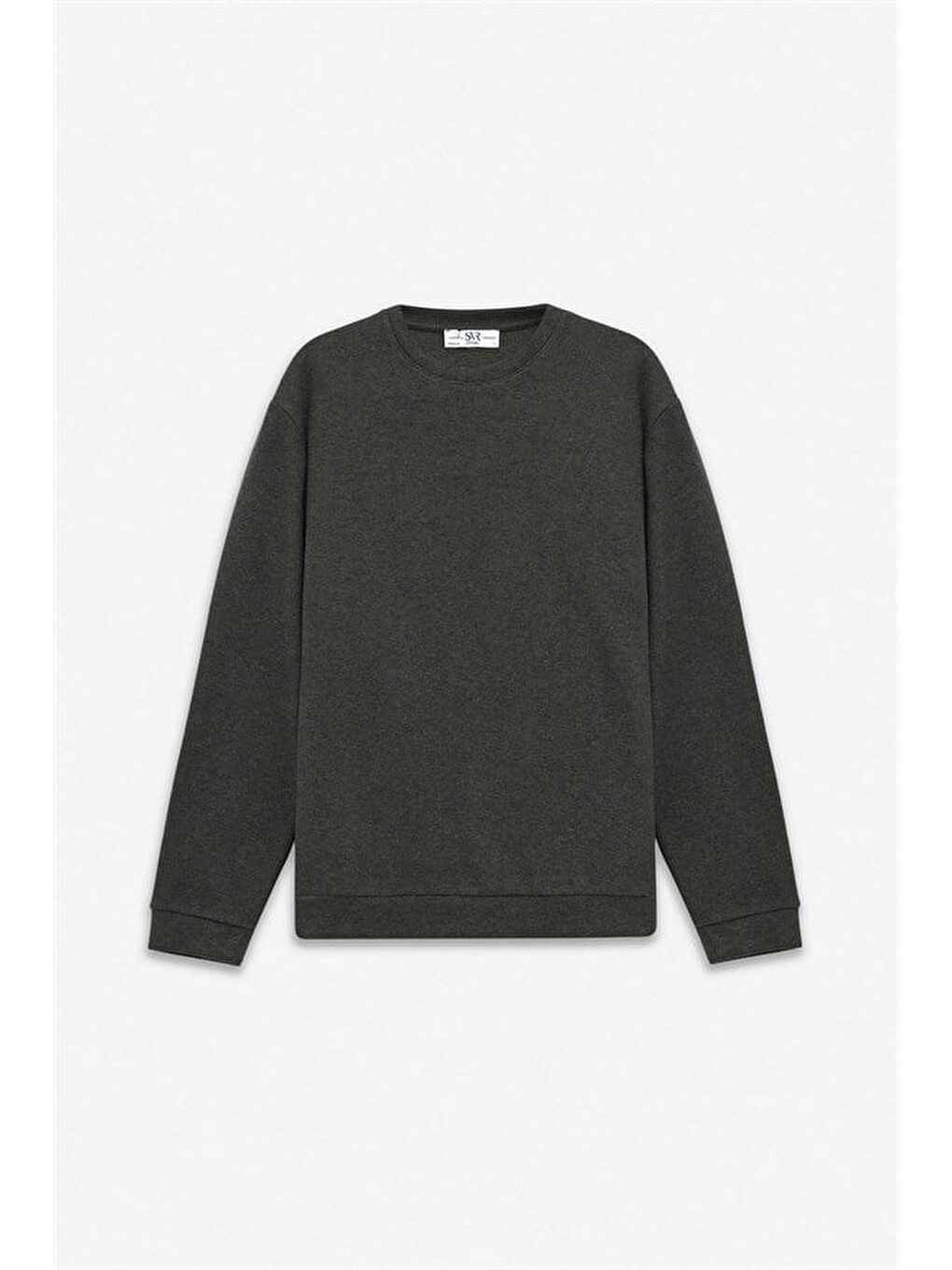 Haki Regular Düz Bisiklet Yaka Sweatshirt-6