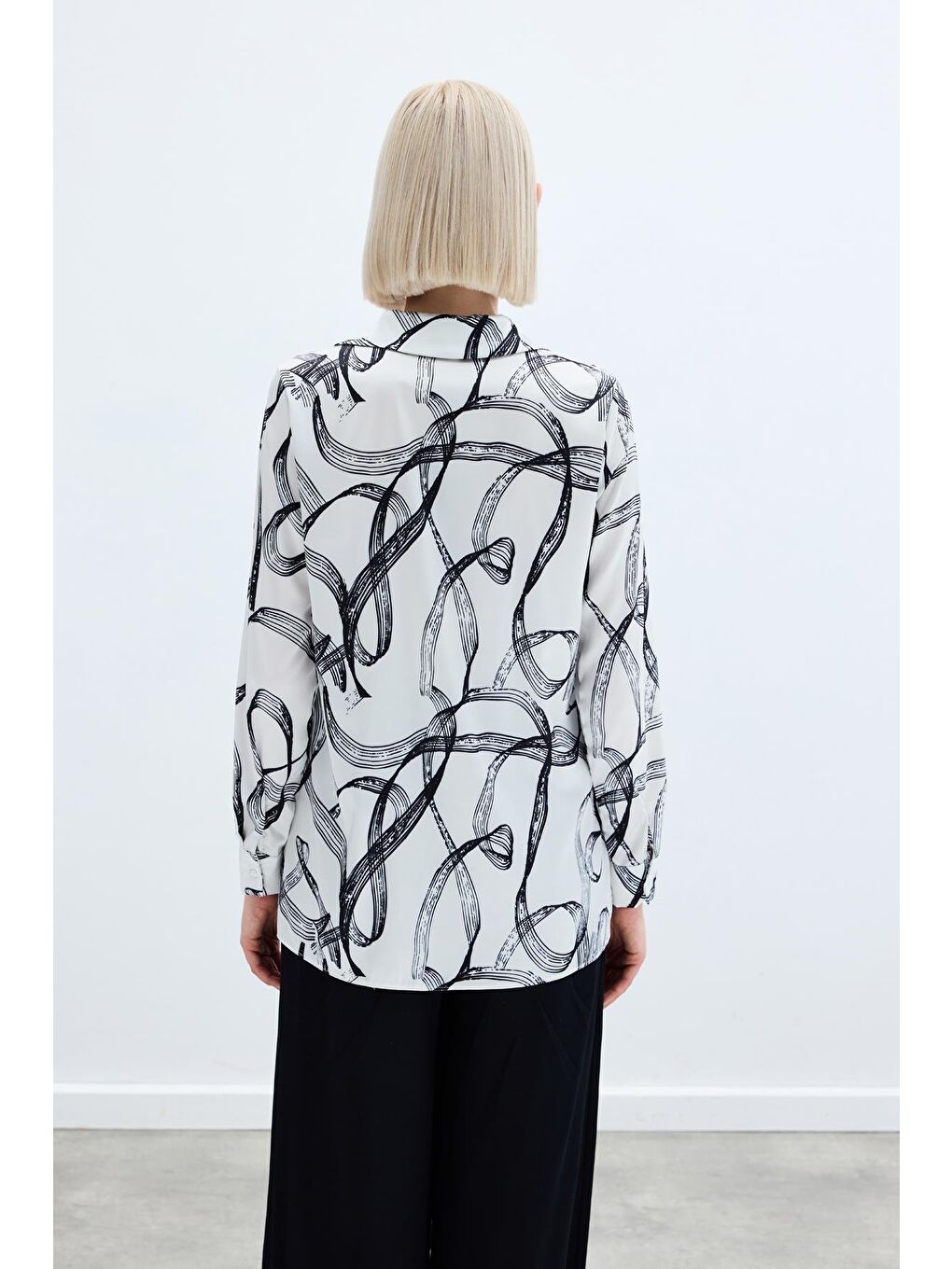 Desenli Klasik Gömlek - Siyah-7