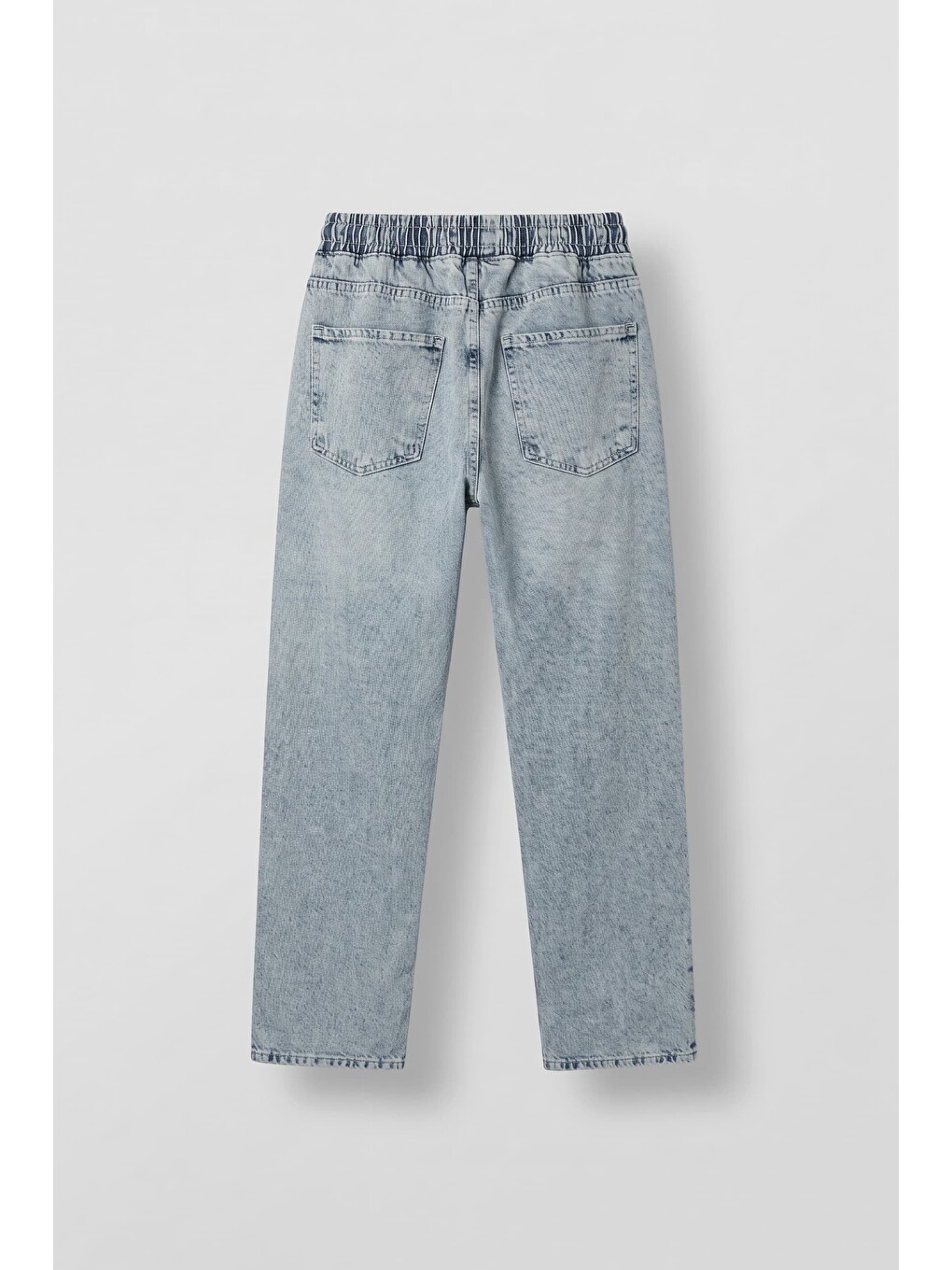 Erkek Relaxed Fit Beli Lastikli Jean Pantolon Açık Mavi-1