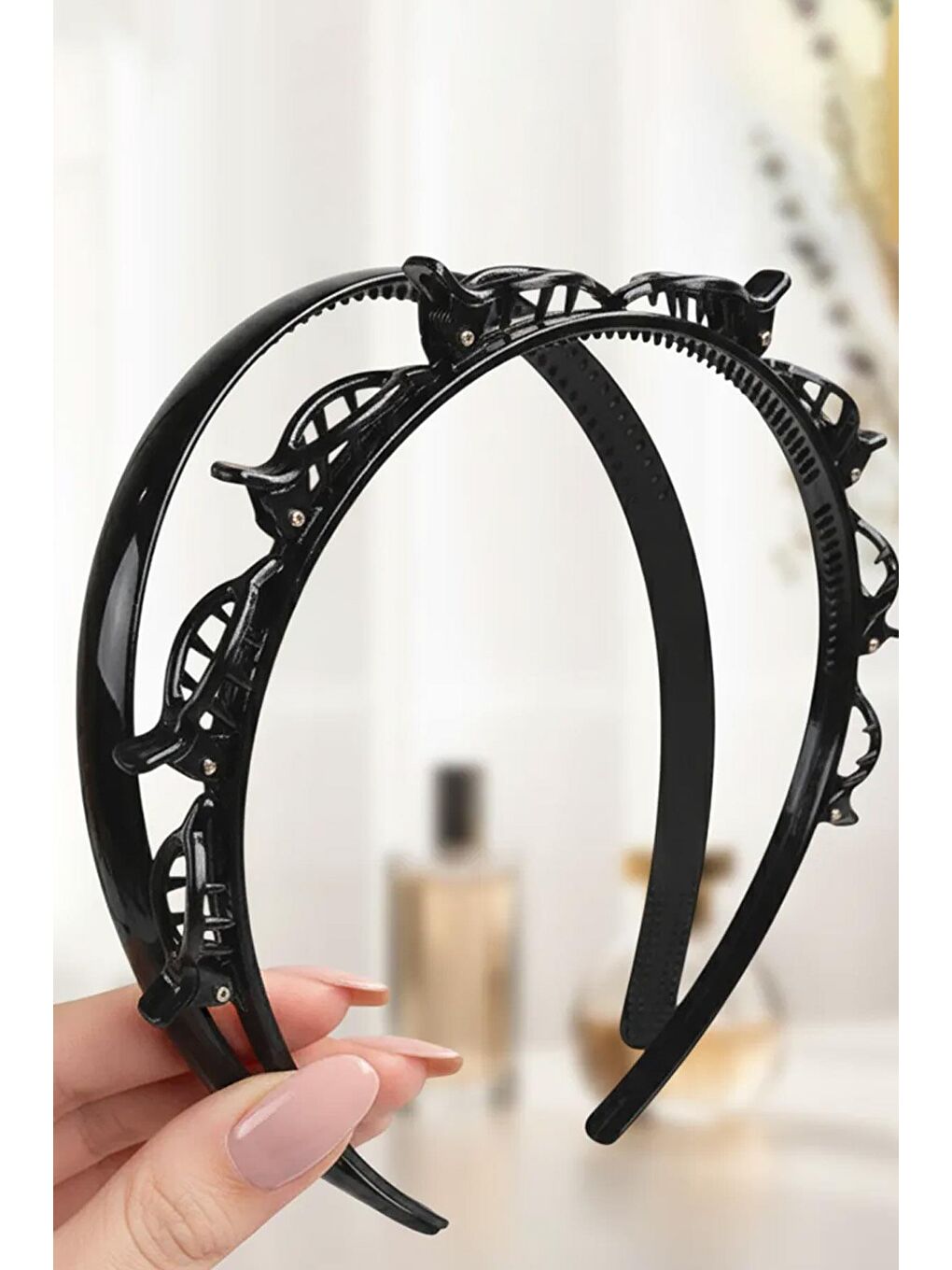 2 Adet Siyah Saç Bükücü Ve Siyah Taç-3