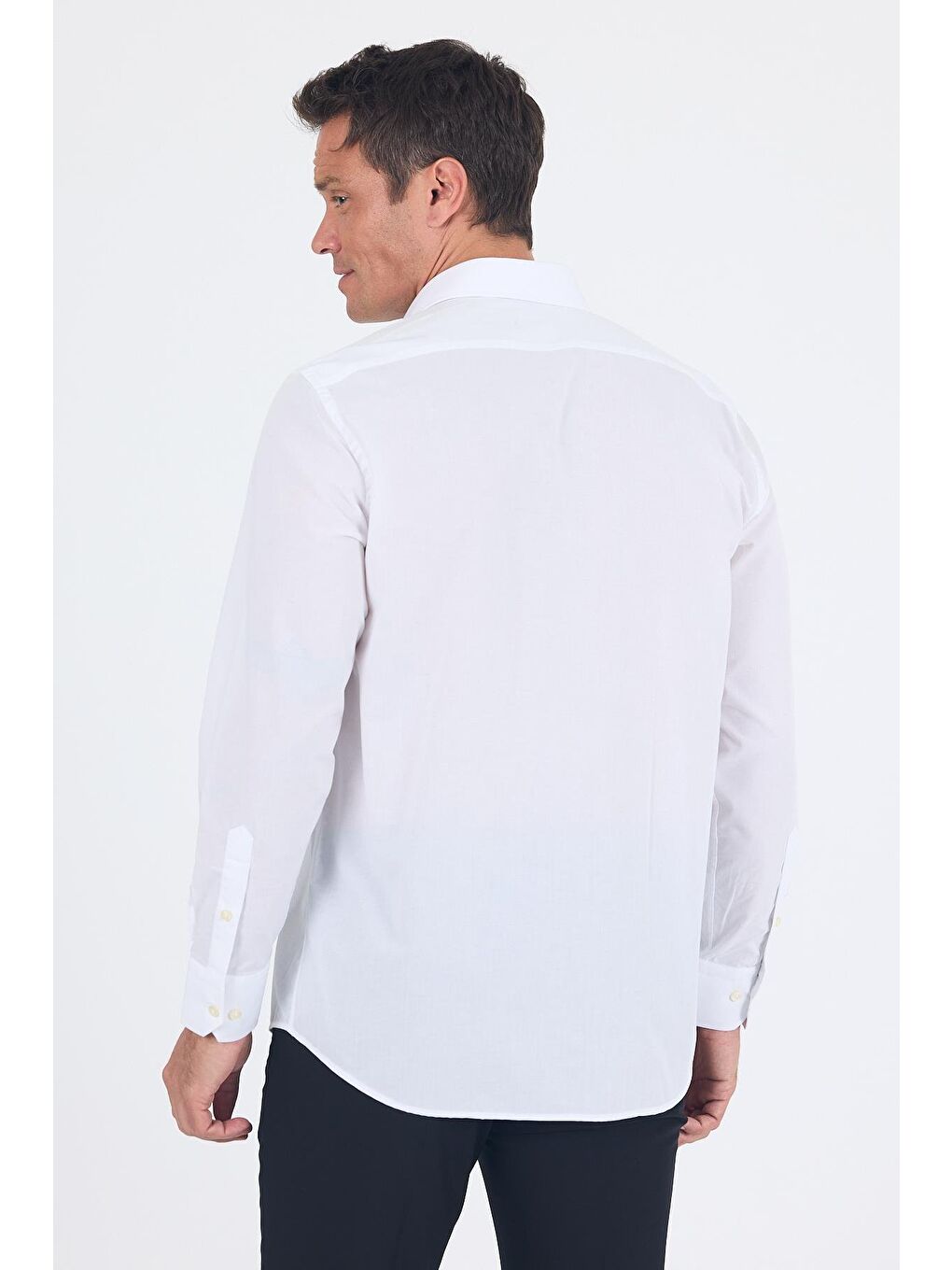 Beyaz Uzun Kol Pamuklu Basic Comfort Fit Gömlek 1004250002-4
