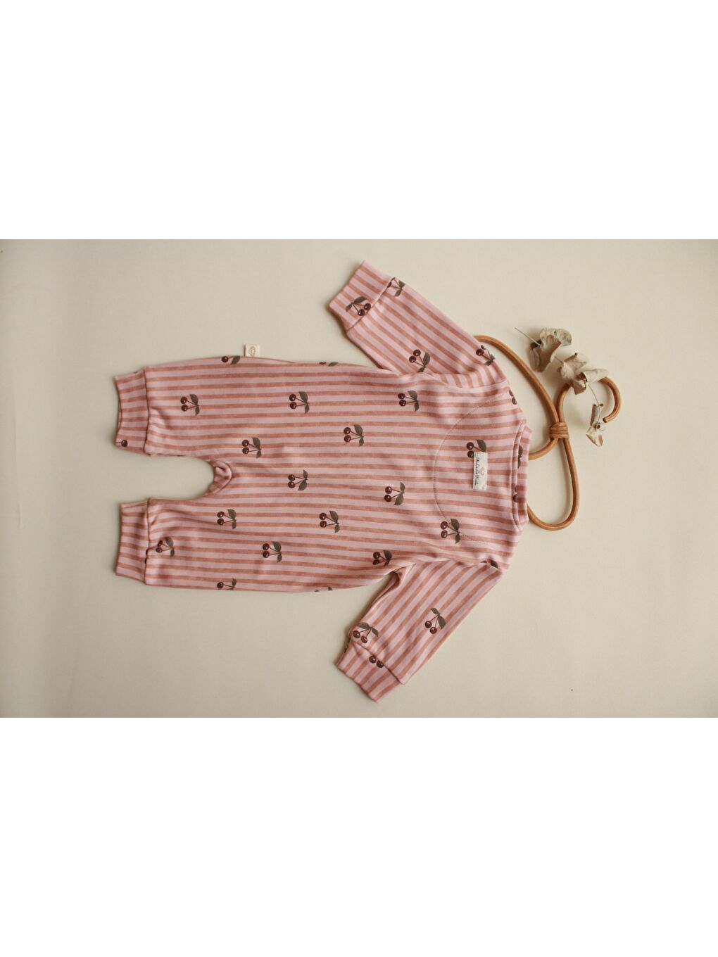 Bej Stripe Cherry Serisi Tulum-4