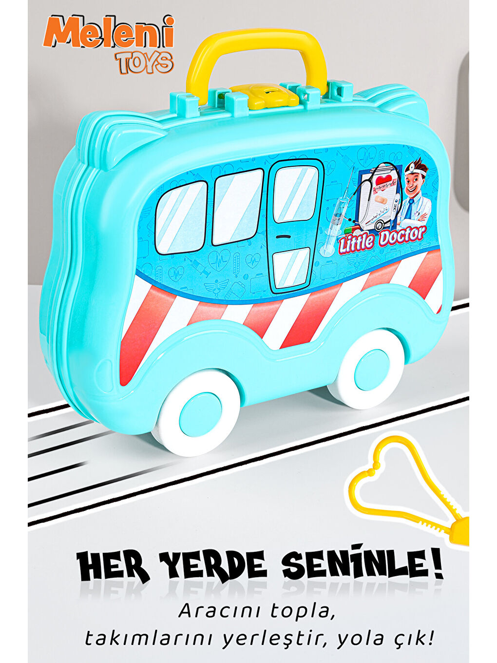 14 Parça Tekerlekli Oyuncak Doktor Seti - Çantalı Çocuk Hastane Meslek Oyunu Eğitici Öğretici Oyun-1