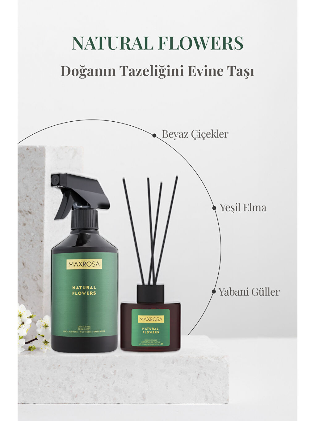 Karışık Maxrosa Natural Flower Reed Diffuser Çubuklu Oda Kokusu 100 ml-1