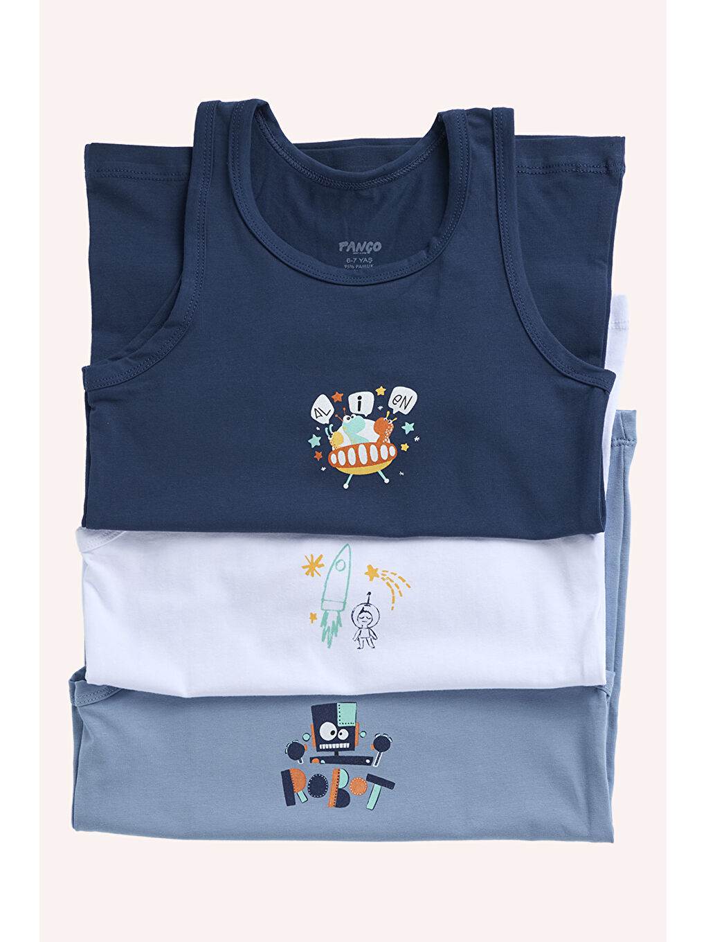 Karışık Erkek Çocuk Desenli 3'lü Atlet-1