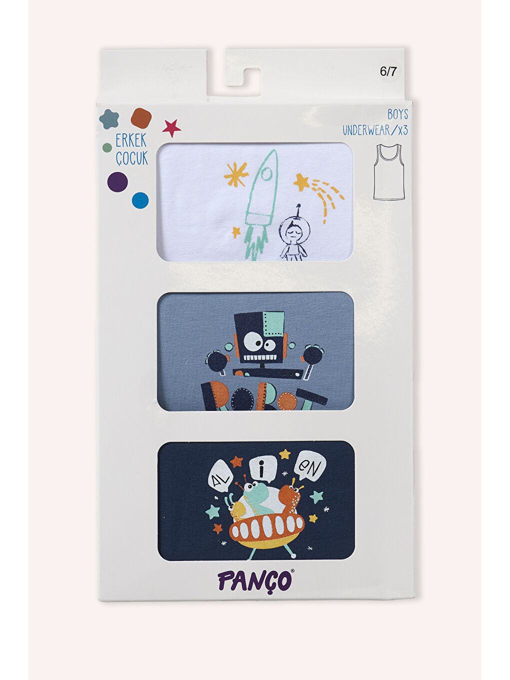 Karışık Erkek Çocuk Desenli 3'lü Atlet-2