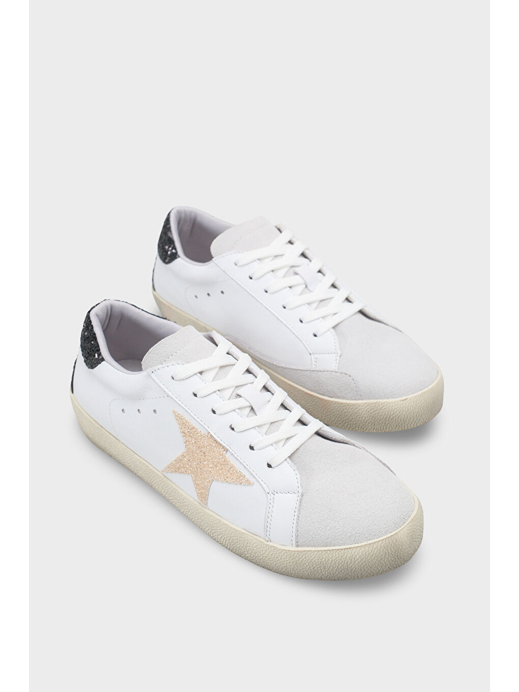 Sarı Bağcıklı Yıldız Desenli Kadın Sneaker-1