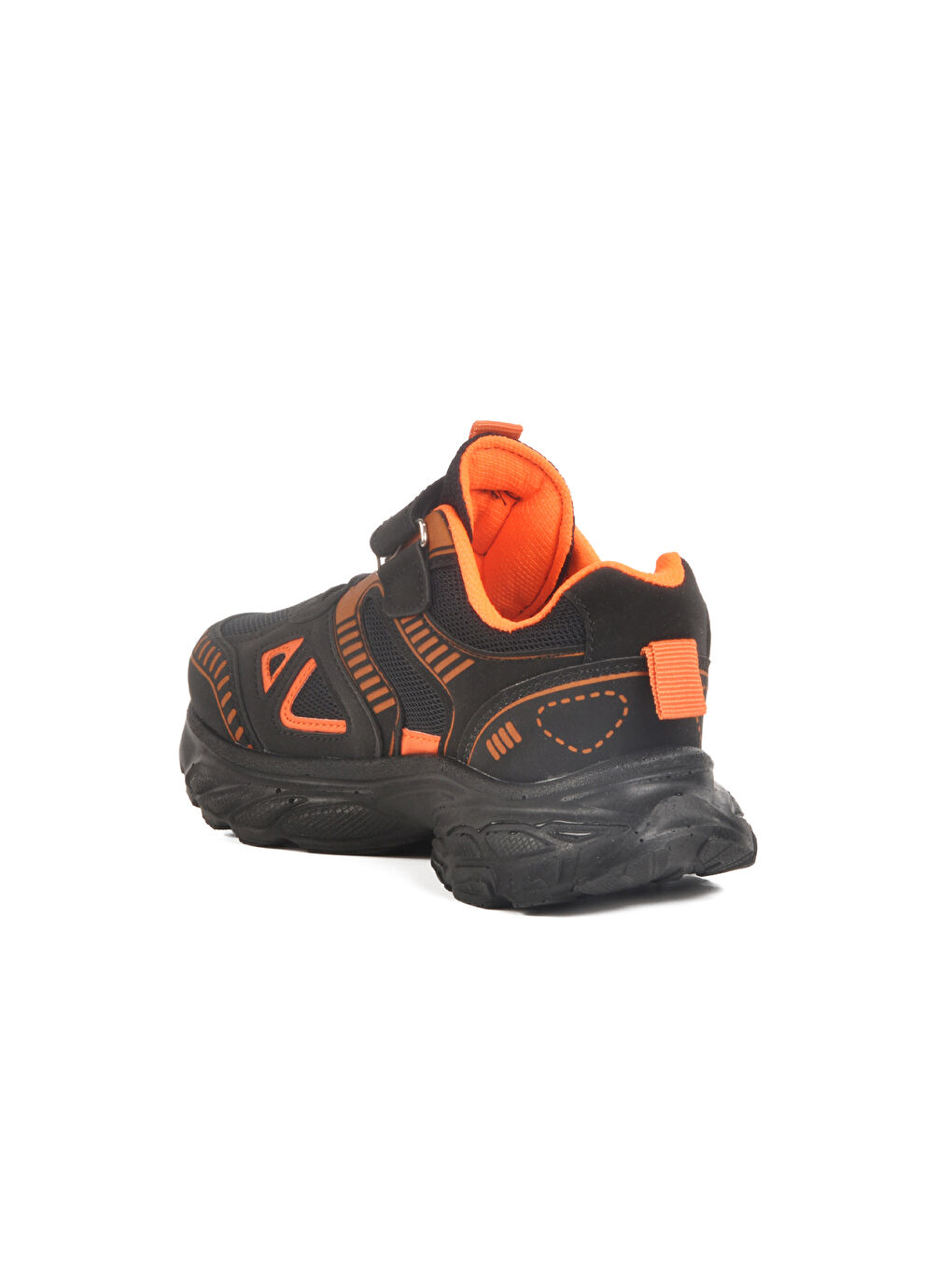 Siyah Turuncu Cırtlı Fileli Unisex Çocuk Spor Ayakkabı 1500 F-3
