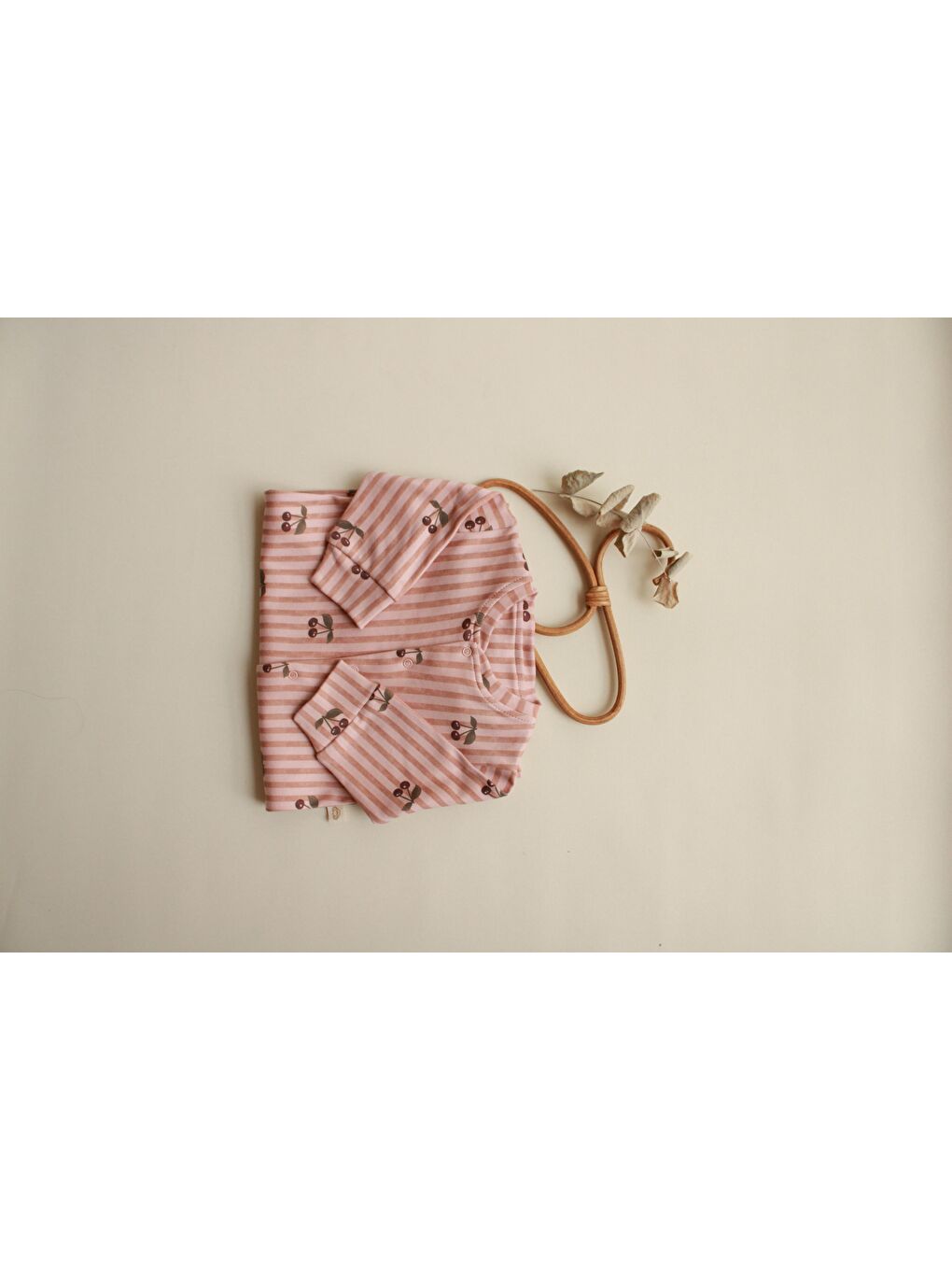 Bej Stripe Cherry Serisi Tulum-6