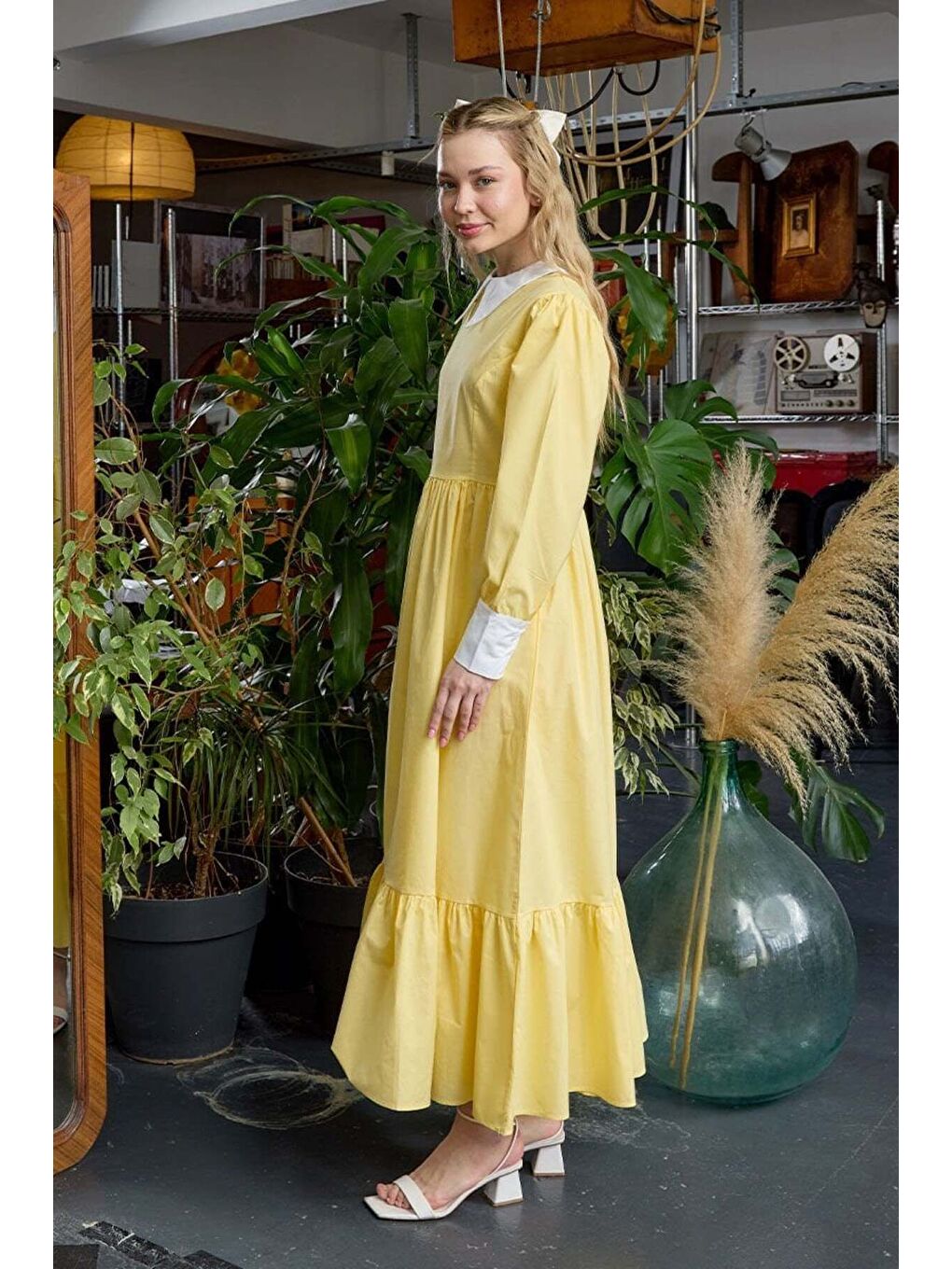 Sarı Çalıkuşu Elbise-4