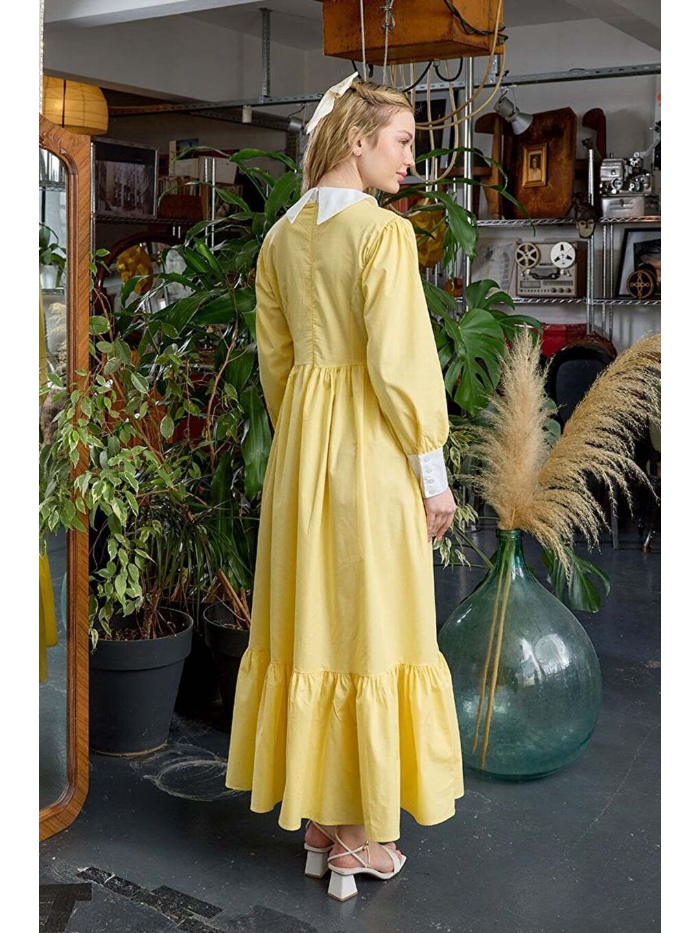 Sarı Çalıkuşu Elbise-5