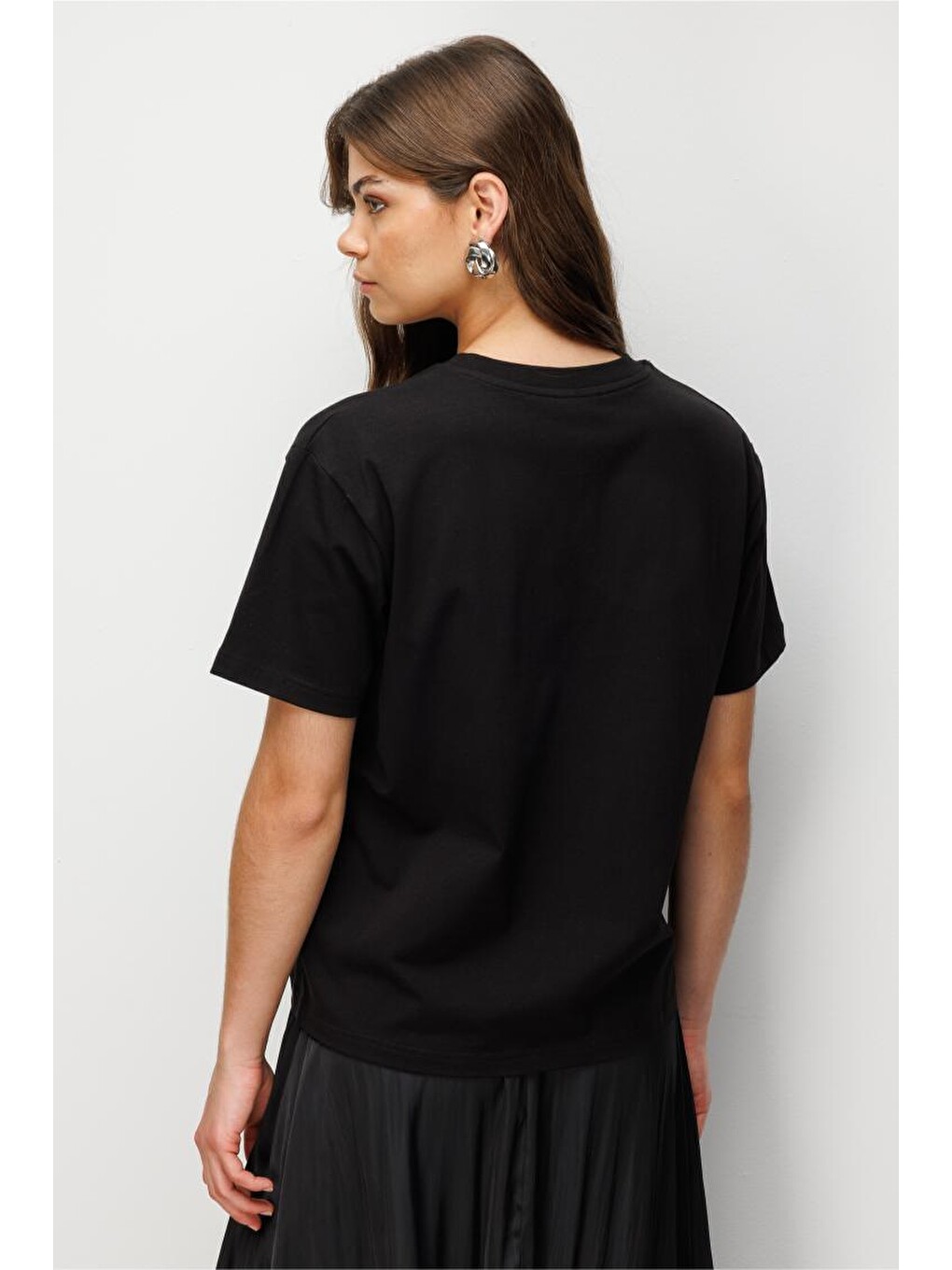 Basic Düz Suprem Siyah T-Shirt-4