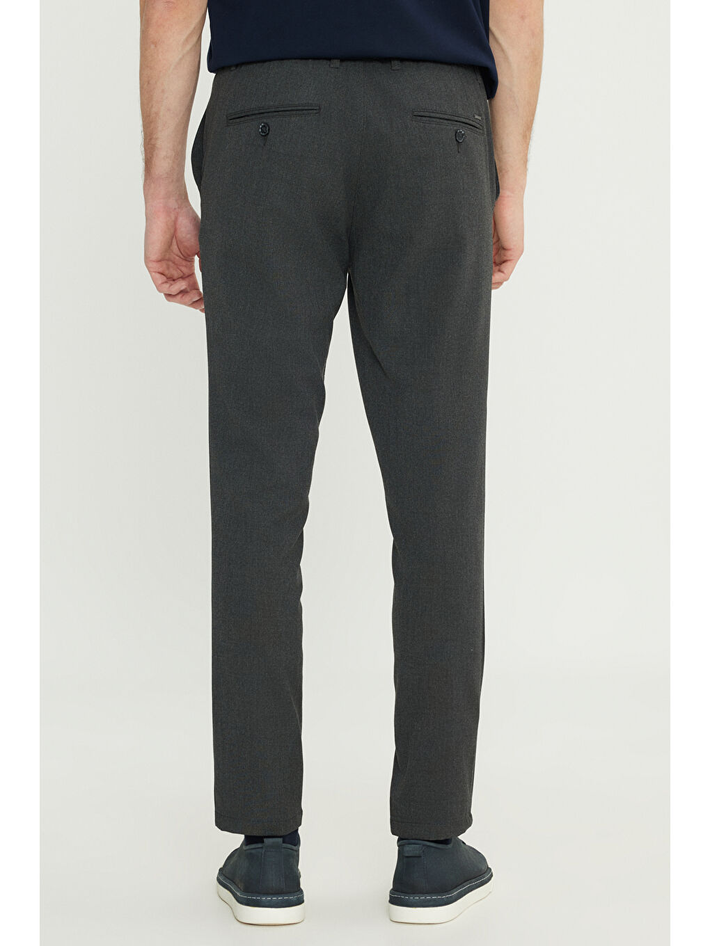 Erkek Antrasit Slim Fit Dar Kesim Beli Bağlamalı Yan Cepli Esnek Pantolon-6