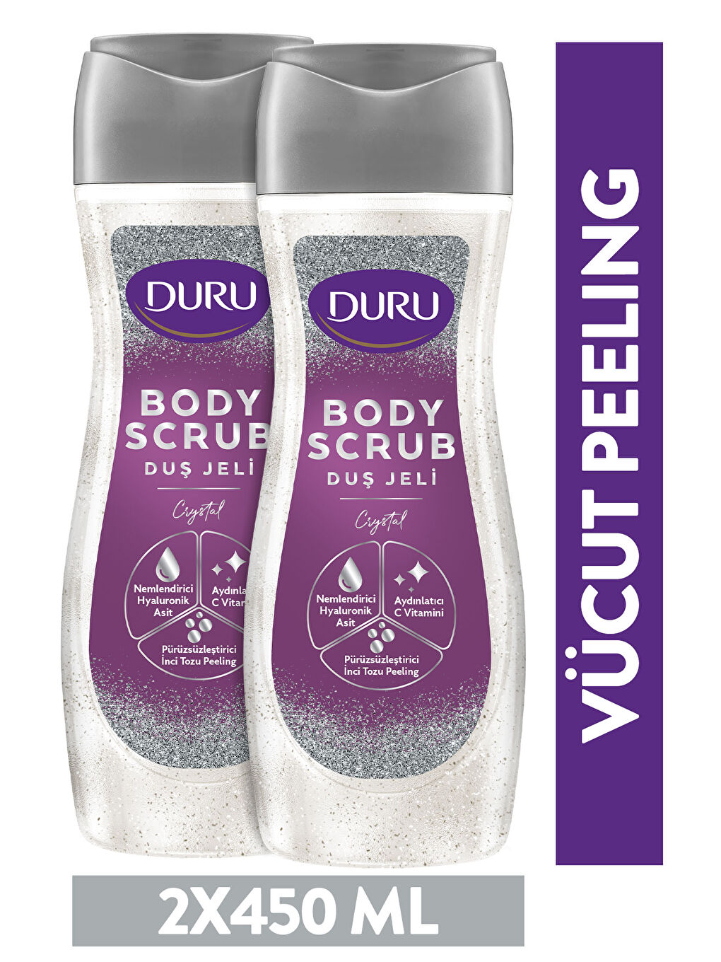 Duru Beyaz Body Scrub Crystal Duş Jeli 2x450 Ml