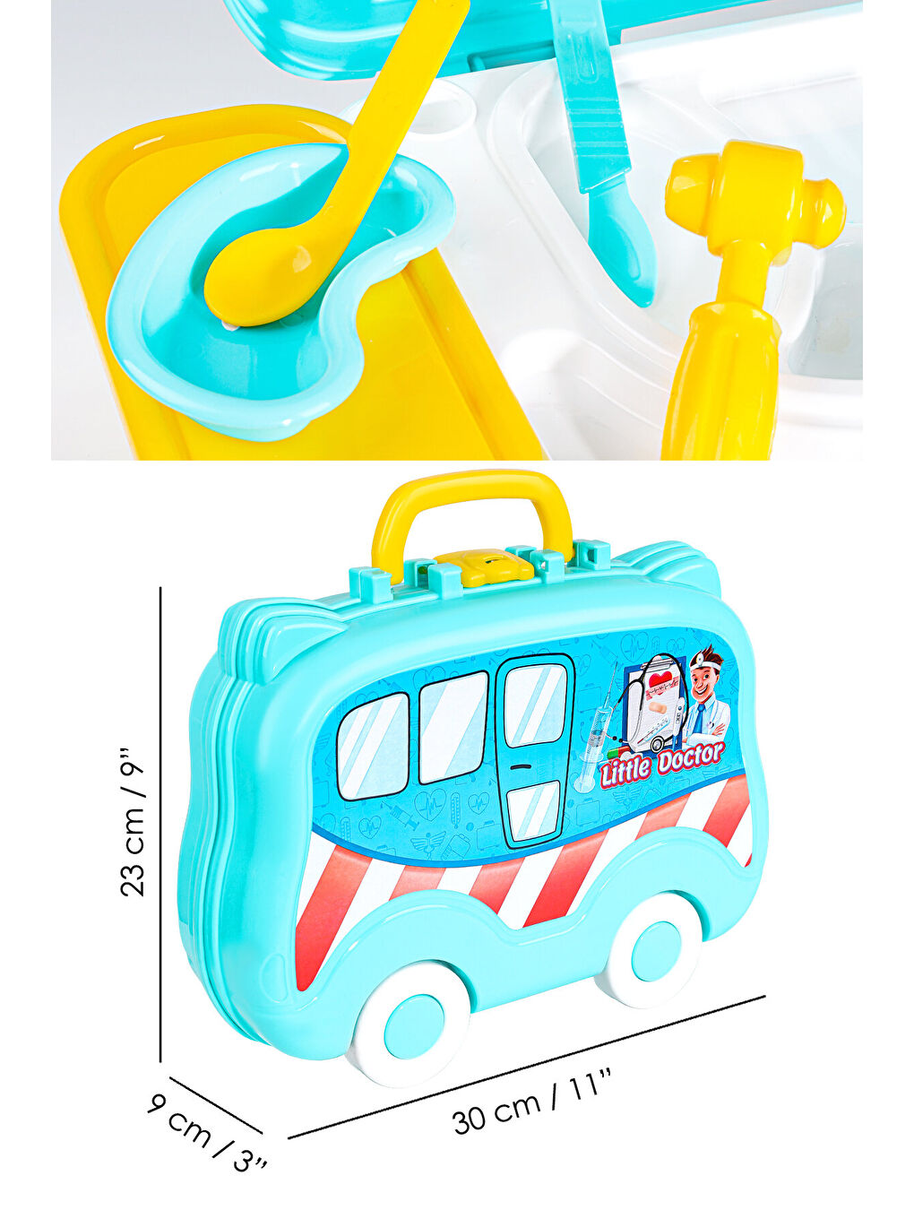 14 Parça Tekerlekli Oyuncak Doktor Seti - Çantalı Çocuk Hastane Meslek Oyunu Eğitici Öğretici Oyun-5