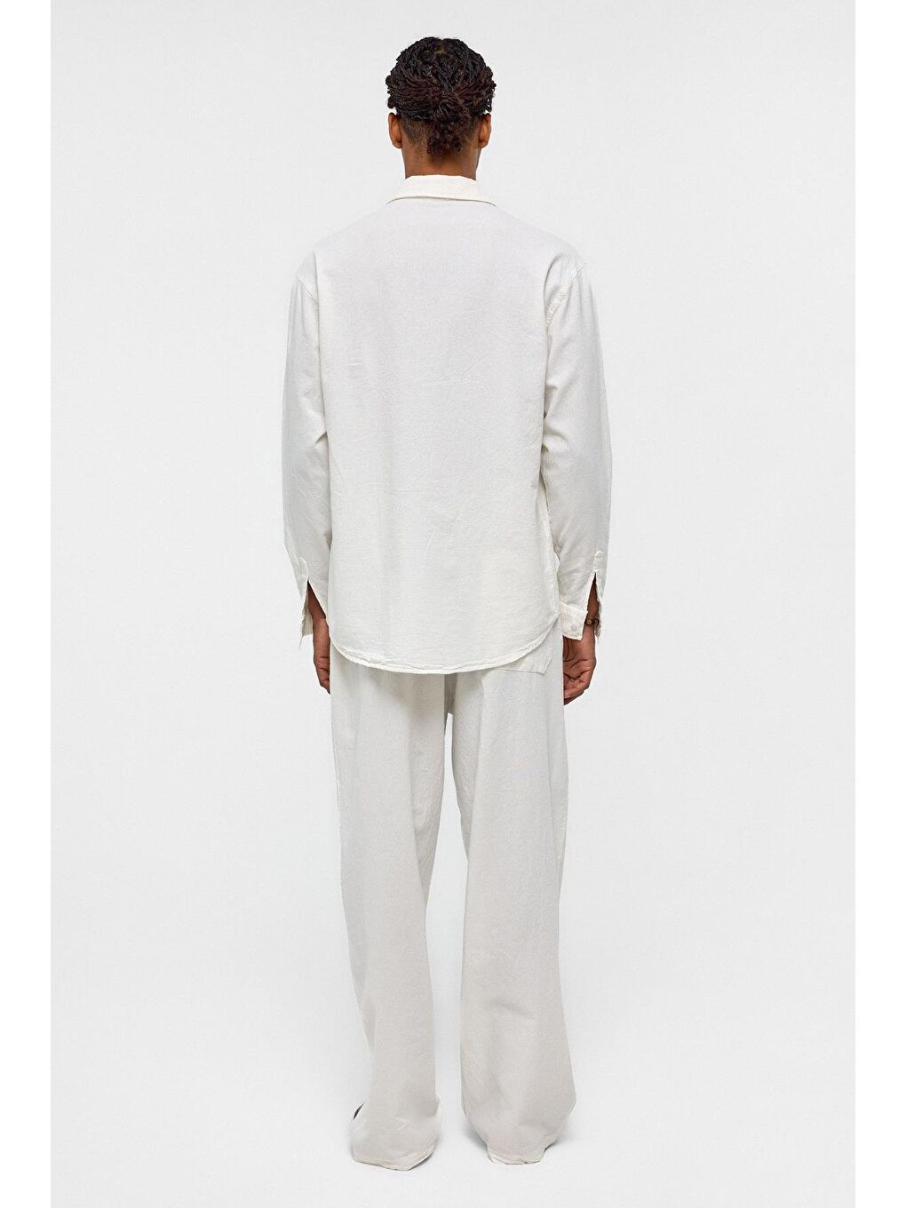 Basic Oversize Keten Takım Ekru-2