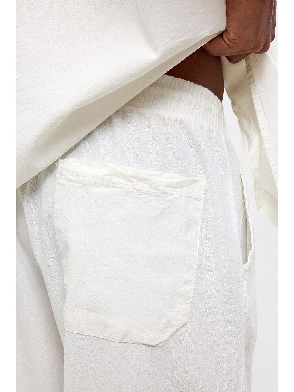 Basic Oversize Keten Takım Ekru-6