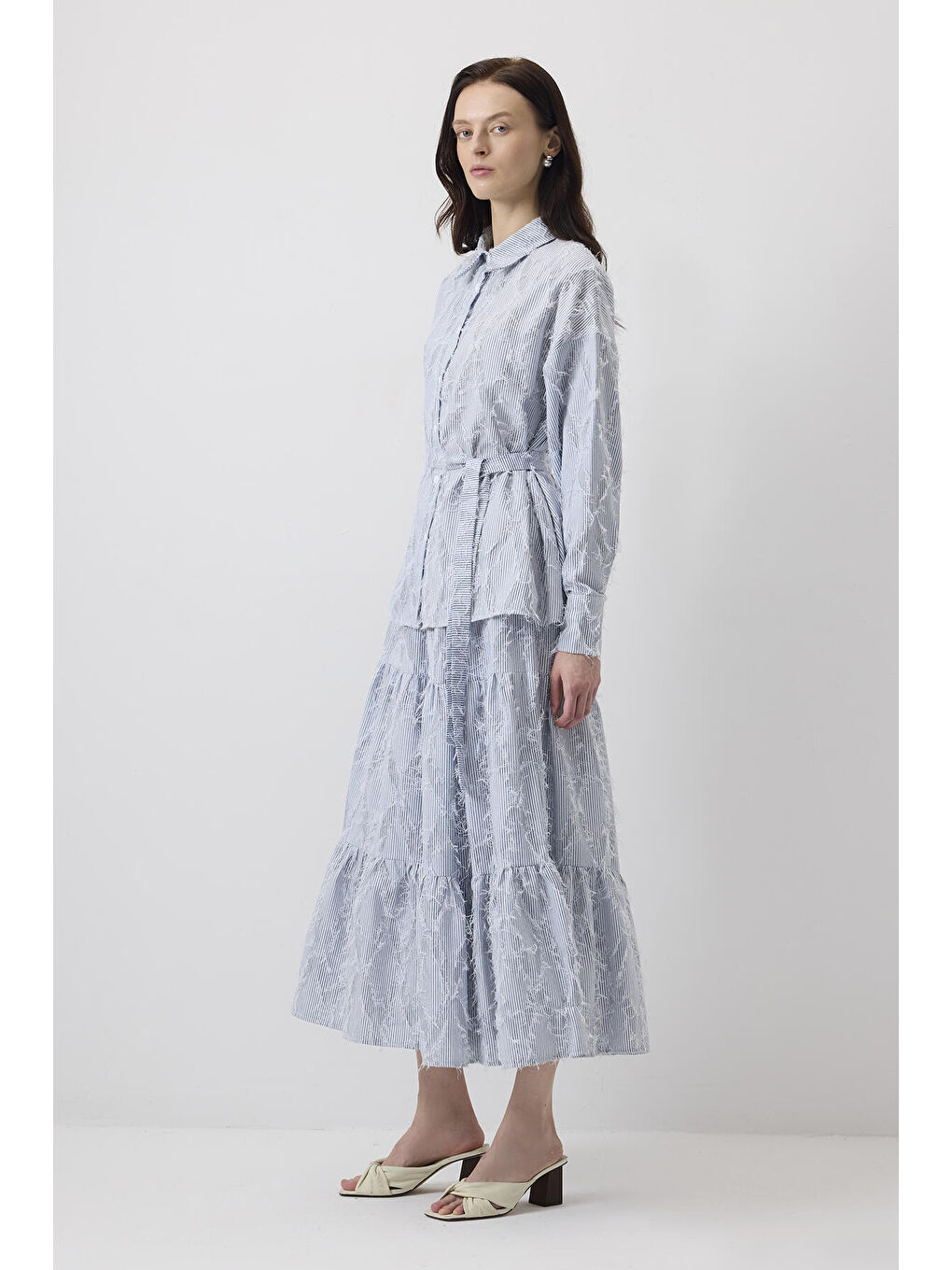 İndigo Püsküllü Gömlek Etek Takım-2