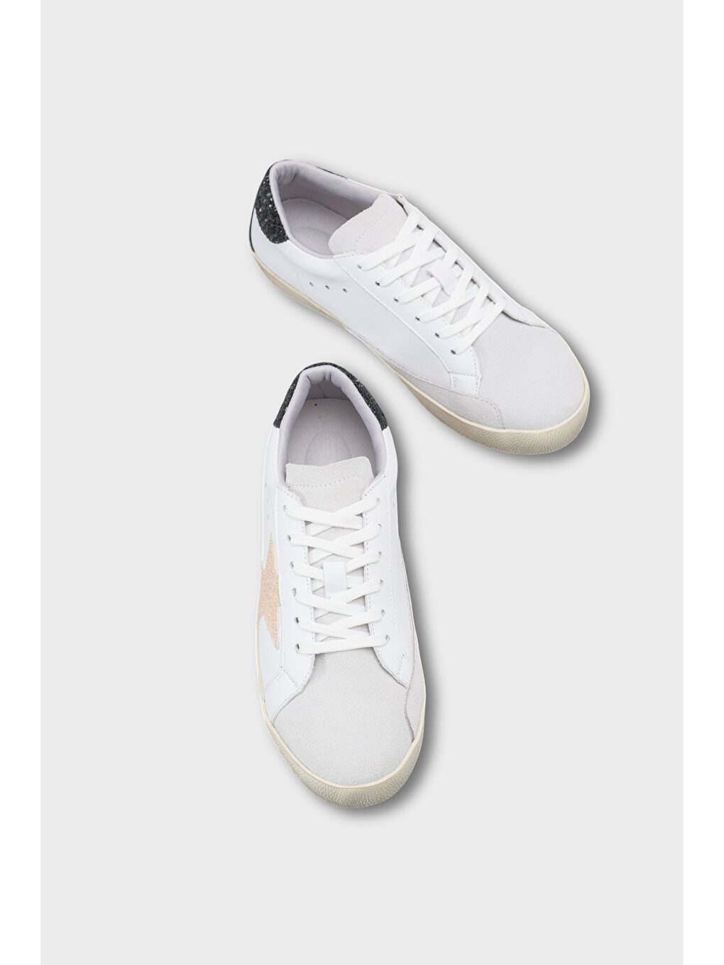 Sarı Bağcıklı Yıldız Desenli Kadın Sneaker-5