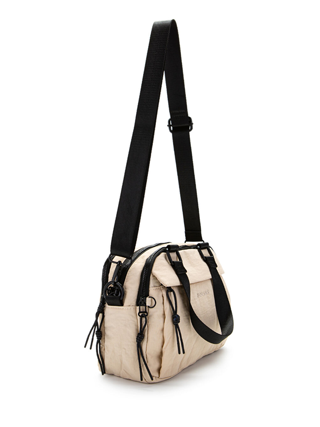 Ekru Klinkır Kumaş Kadın Çapraz Çanta Gale Krem-1