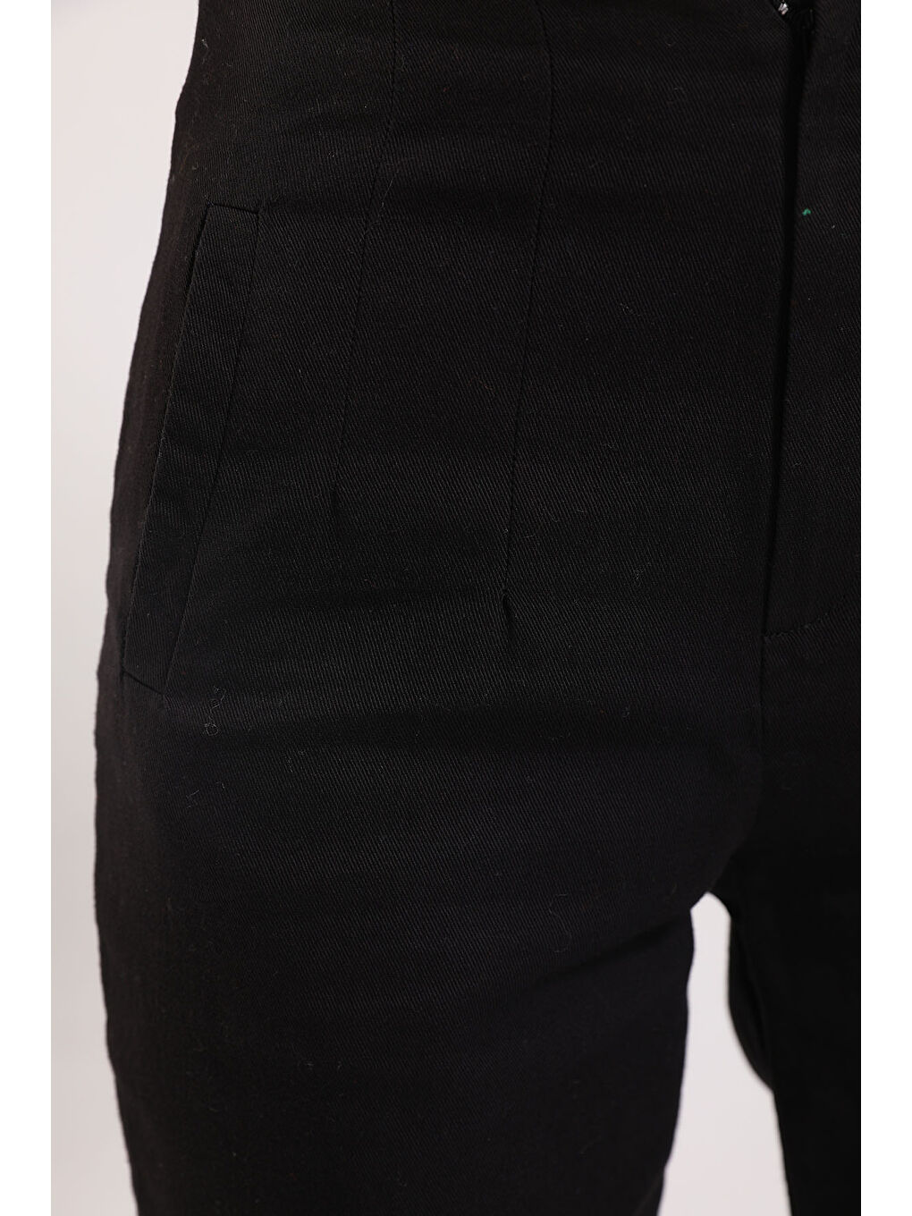 Siyah Kadın Boru Paça Pantolon-9