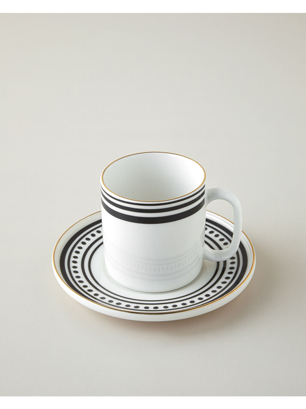 Luminous White Bone Porselen 4 Parça 2 Kişilik Çay Fincanı Takımı 180 ml Siyah-Beyaz-Gold-2