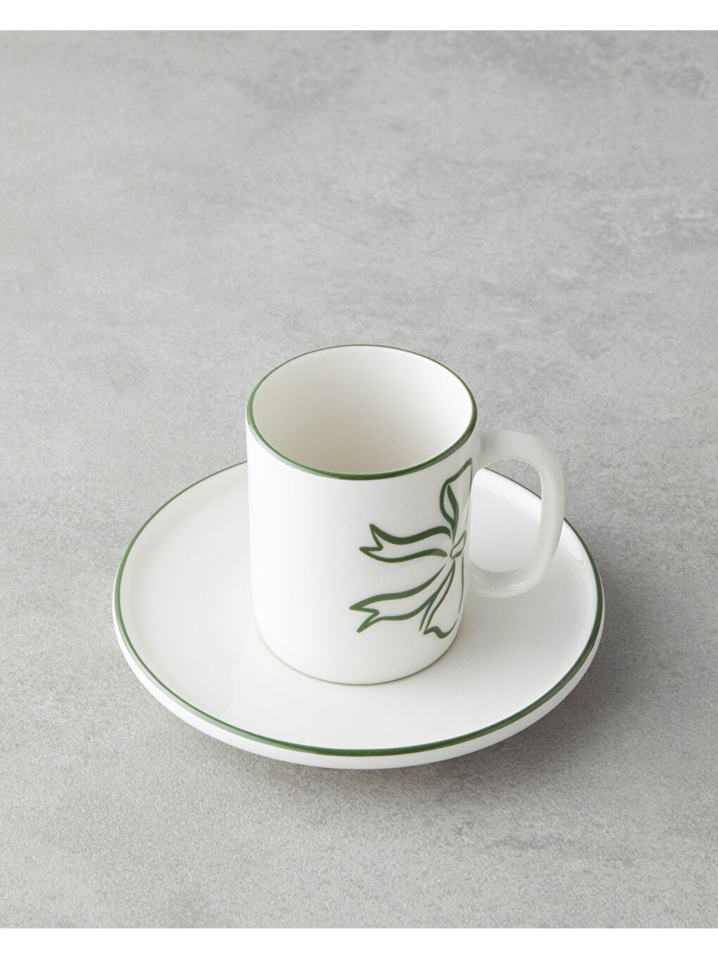 Bowsie Bone Porselen 4 Parça 2 Kişilik Kahve Fincan Takımı 90 ml Kırmızı - Yeşil-2