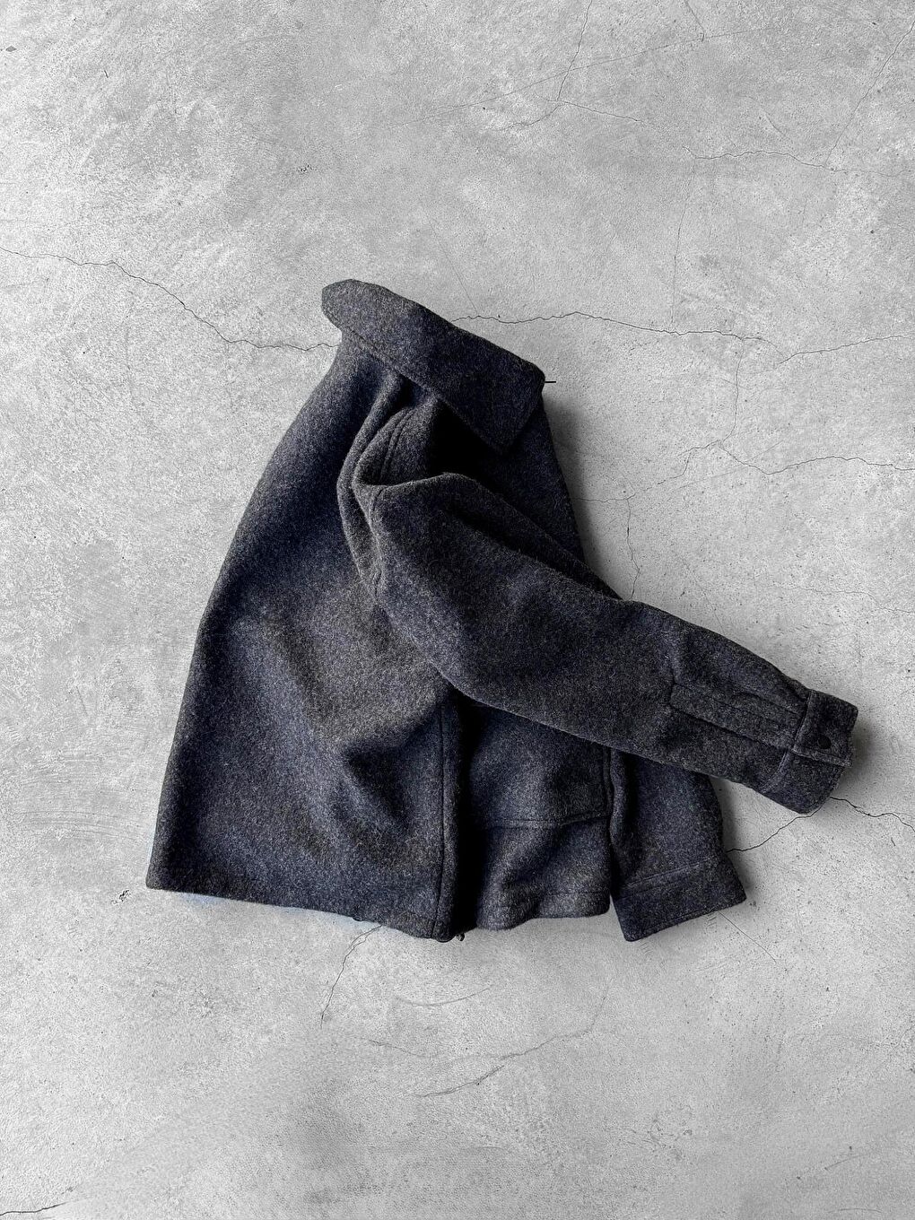 Erkek Oversize Tüylü Kaşe Ceket Lacivert-5