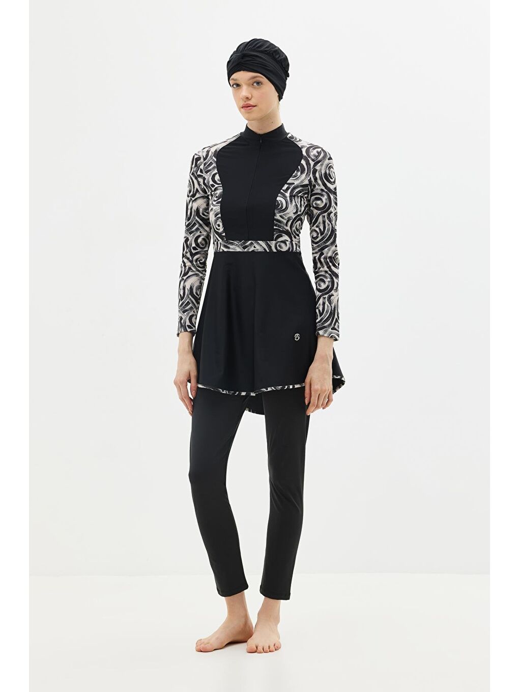 Tam Kapalı 4 Lü Tesettür Mayo C14013 Siyah-1