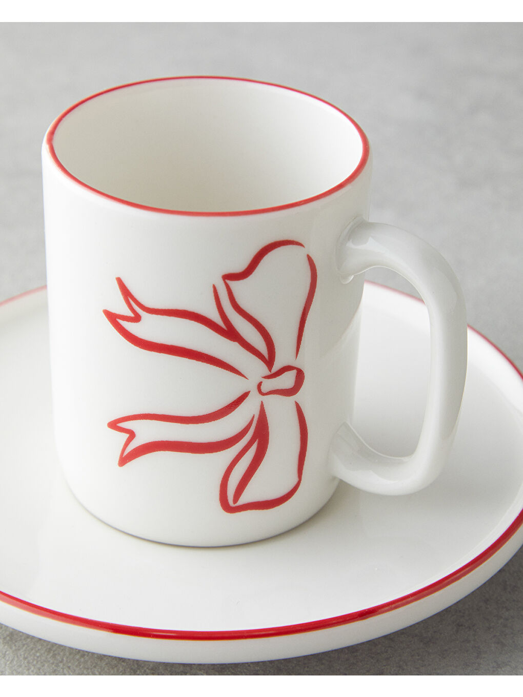 Bowsie Bone Porselen 4 Parça 2 Kişilik Kahve Fincan Takımı 90 ml Kırmızı - Yeşil-3