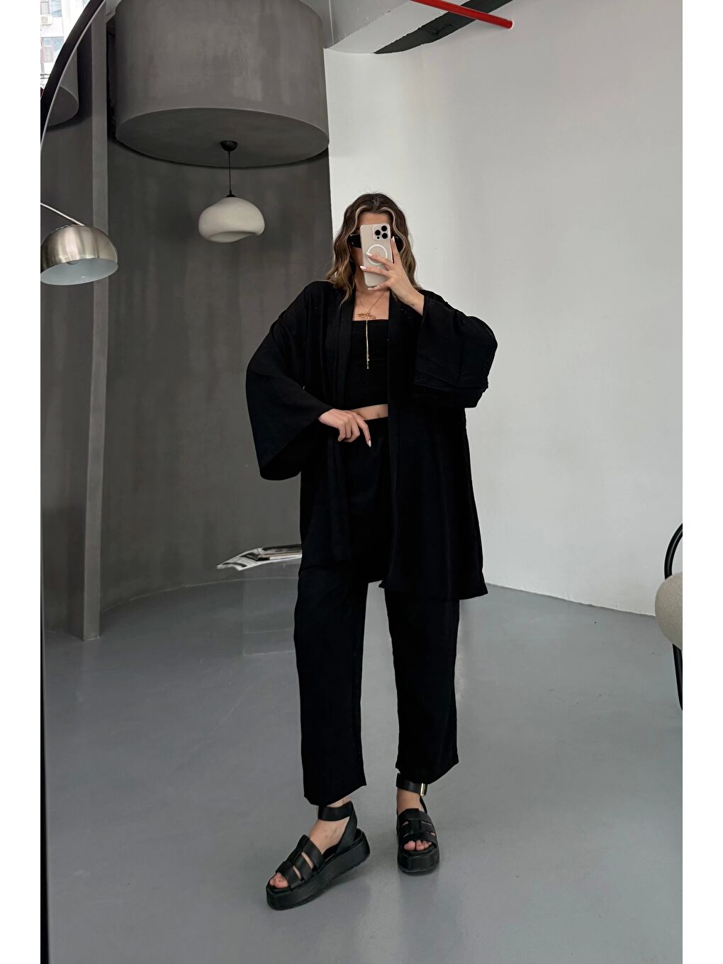 Kadın Siyah Kimono Takım-2