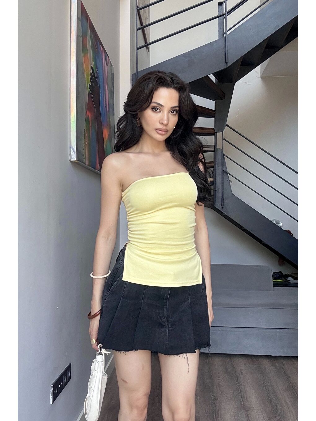 Kadın Sarı Yırtmaçlı Crop 0309