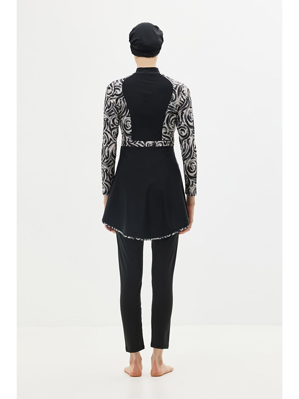 Tam Kapalı 4 Lü Tesettür Mayo C14013 Siyah-6