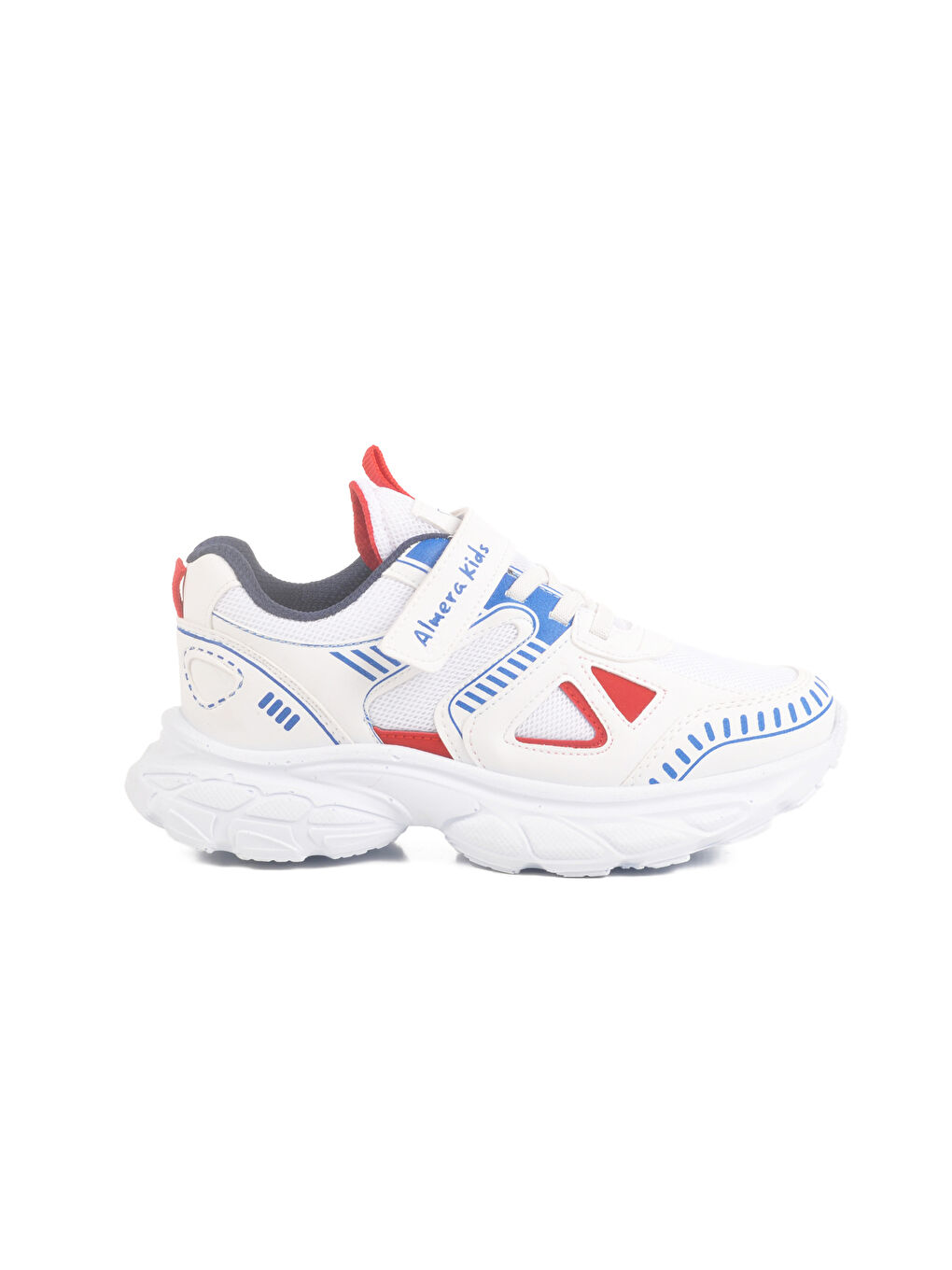 Beyaz Cırtlı Fileli Unisex Çocuk Spor Ayakkabı 1500 F
