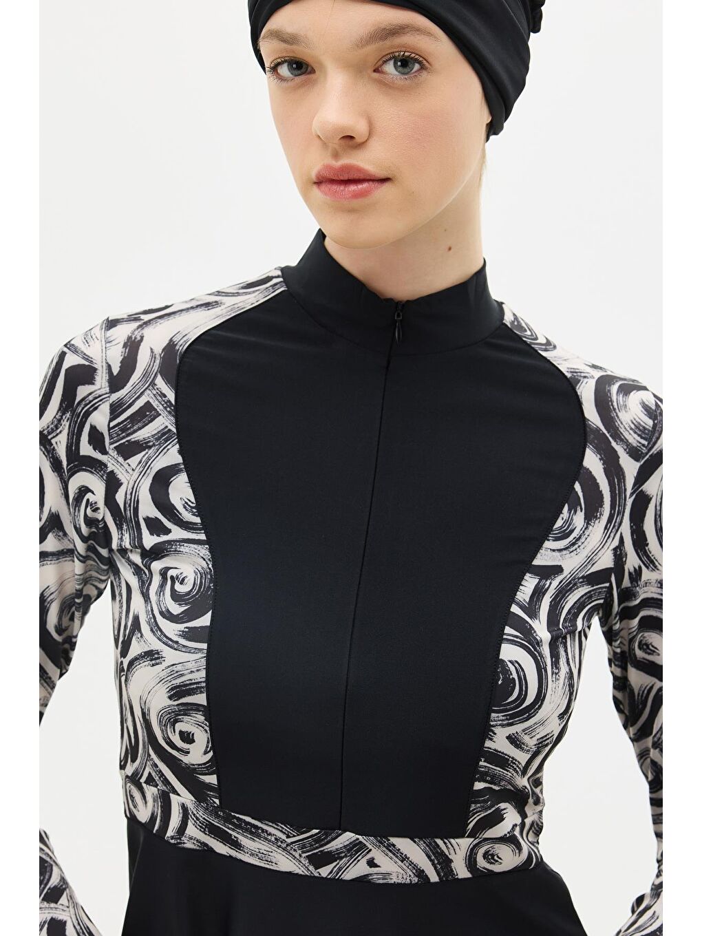 Tam Kapalı 4 Lü Tesettür Mayo C14013 Siyah-8