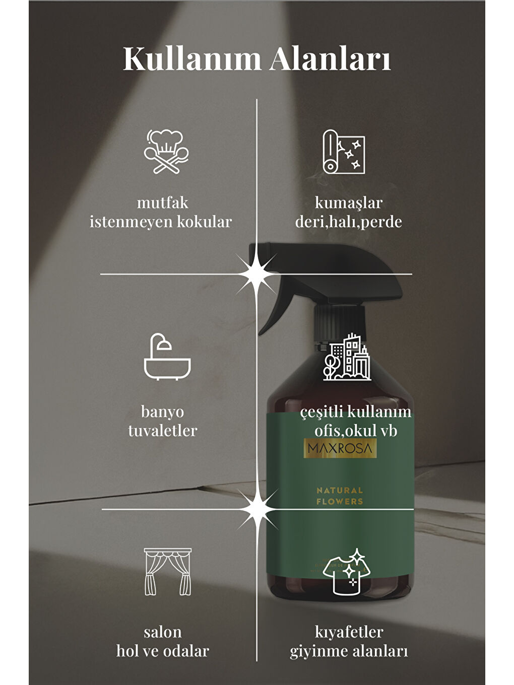 Karışık Maxrosa Natural Flower Room Spray Oda Koku Spreyi 500 ml-3