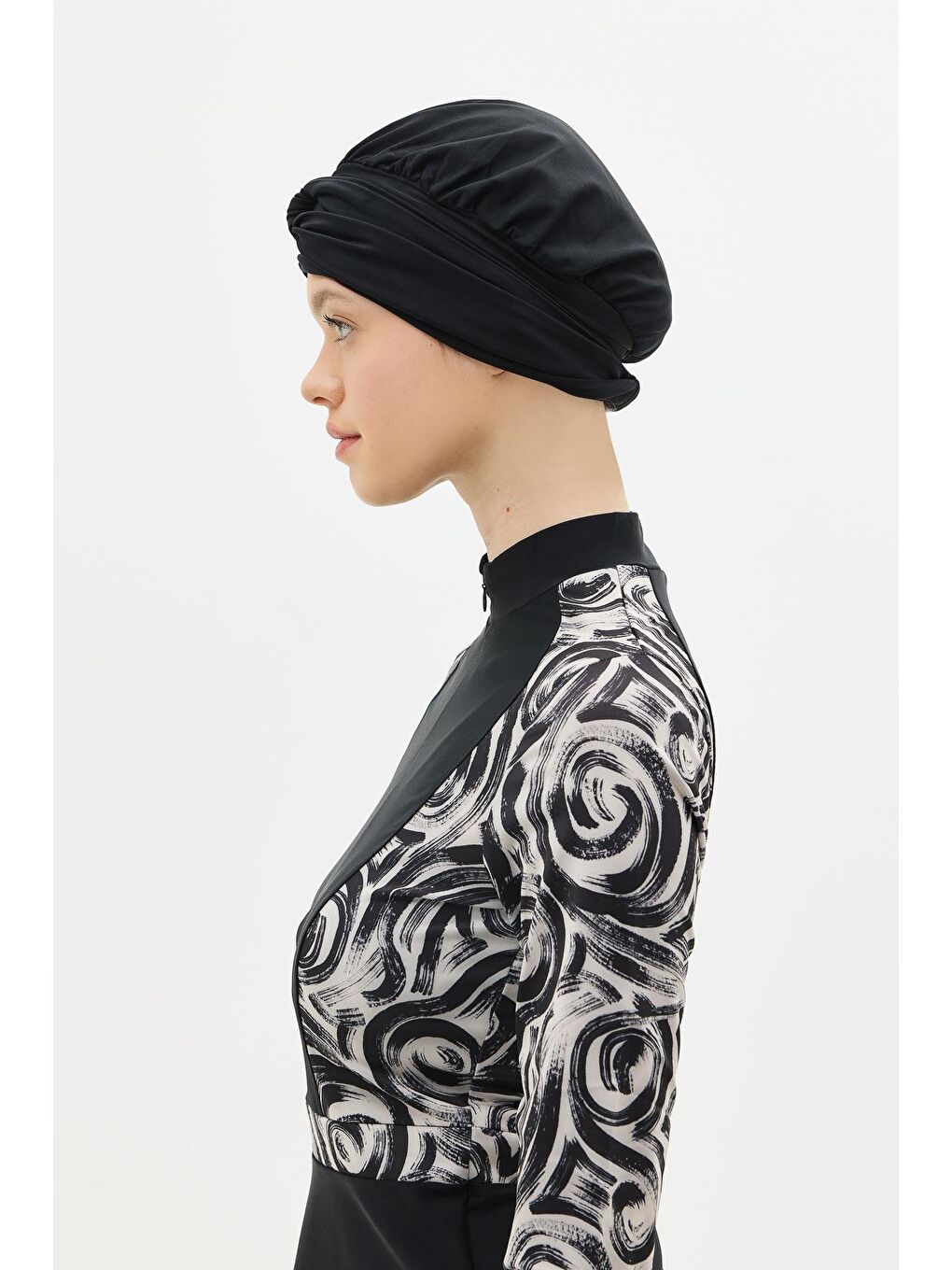 Tam Kapalı 4 Lü Tesettür Mayo C14013 Siyah-10